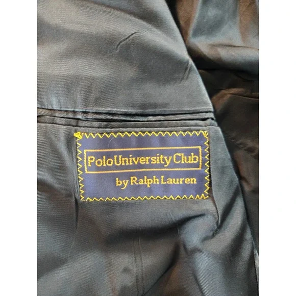VINTAGE Polo University Club Blazer Mens 46R Navy Wool Gold Buttons Made USA 90s